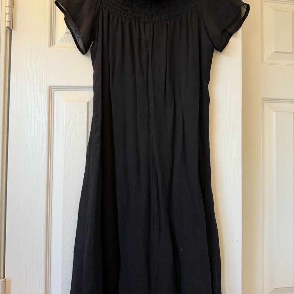 Zanadi Black Flutter Sleeve Cowl Neck Midi Sundress